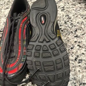 Nike Men's Black Sneakers with Red and Yellow Plaid Accents